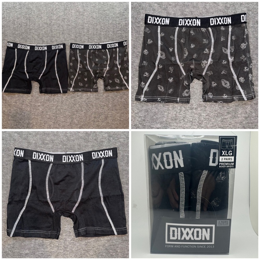 DIXXON "Reaper Madness" Premium Boxer Briefs 2 Pair Black Print Mens Sz XL NEW